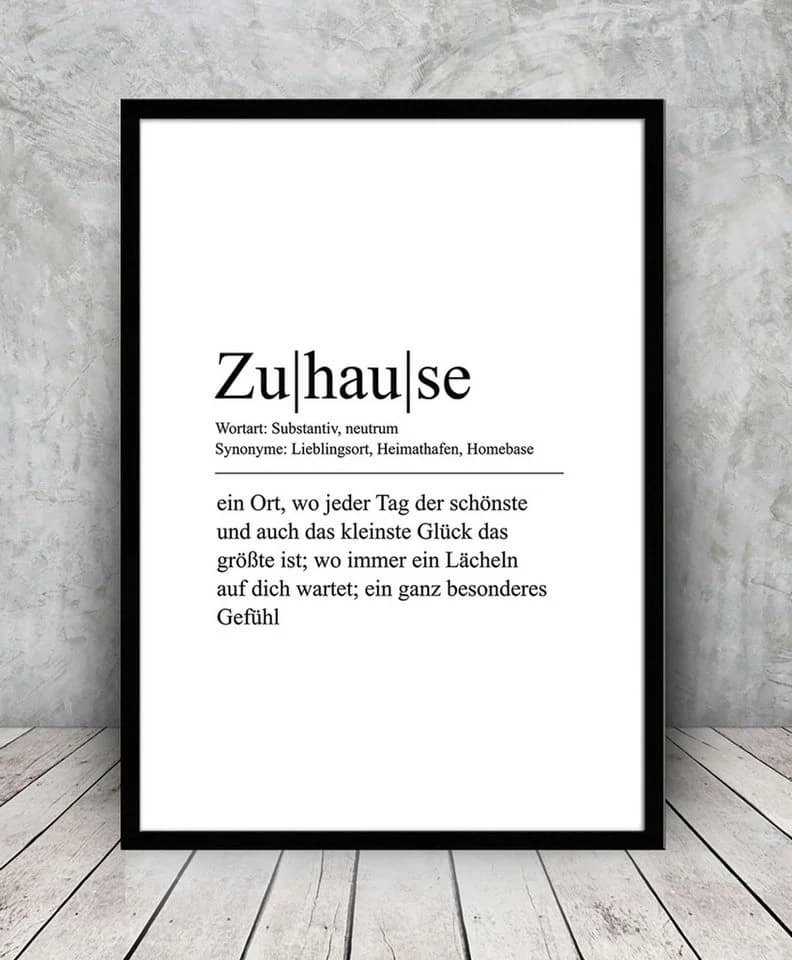 artissimo Gerahmtes Poster Typografie Zuhause 50x70 cm Schwarz-Weiß - Bild 3