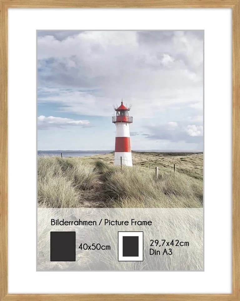 artissimo Bilderrahmen 40x50 cm inkl. Passepartout für DIN A3 Eiche Holz - Bild 2