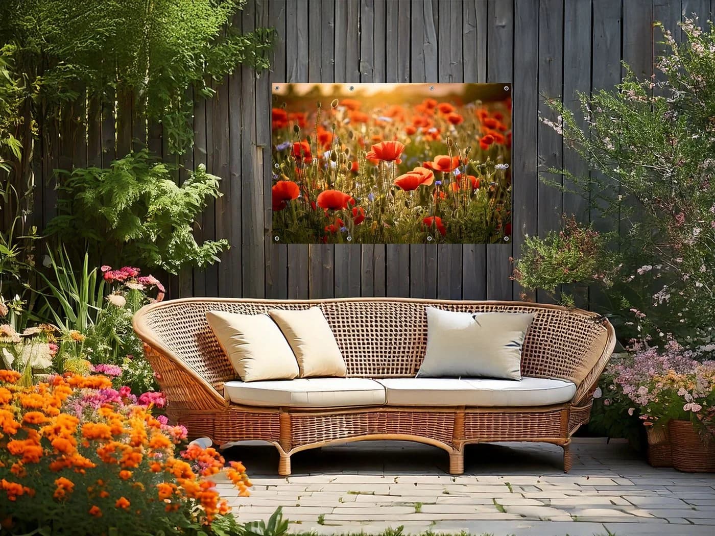 artissimo Poster XXL Blumenwiese Outdoor-Deko Wetterfest - Bild 4