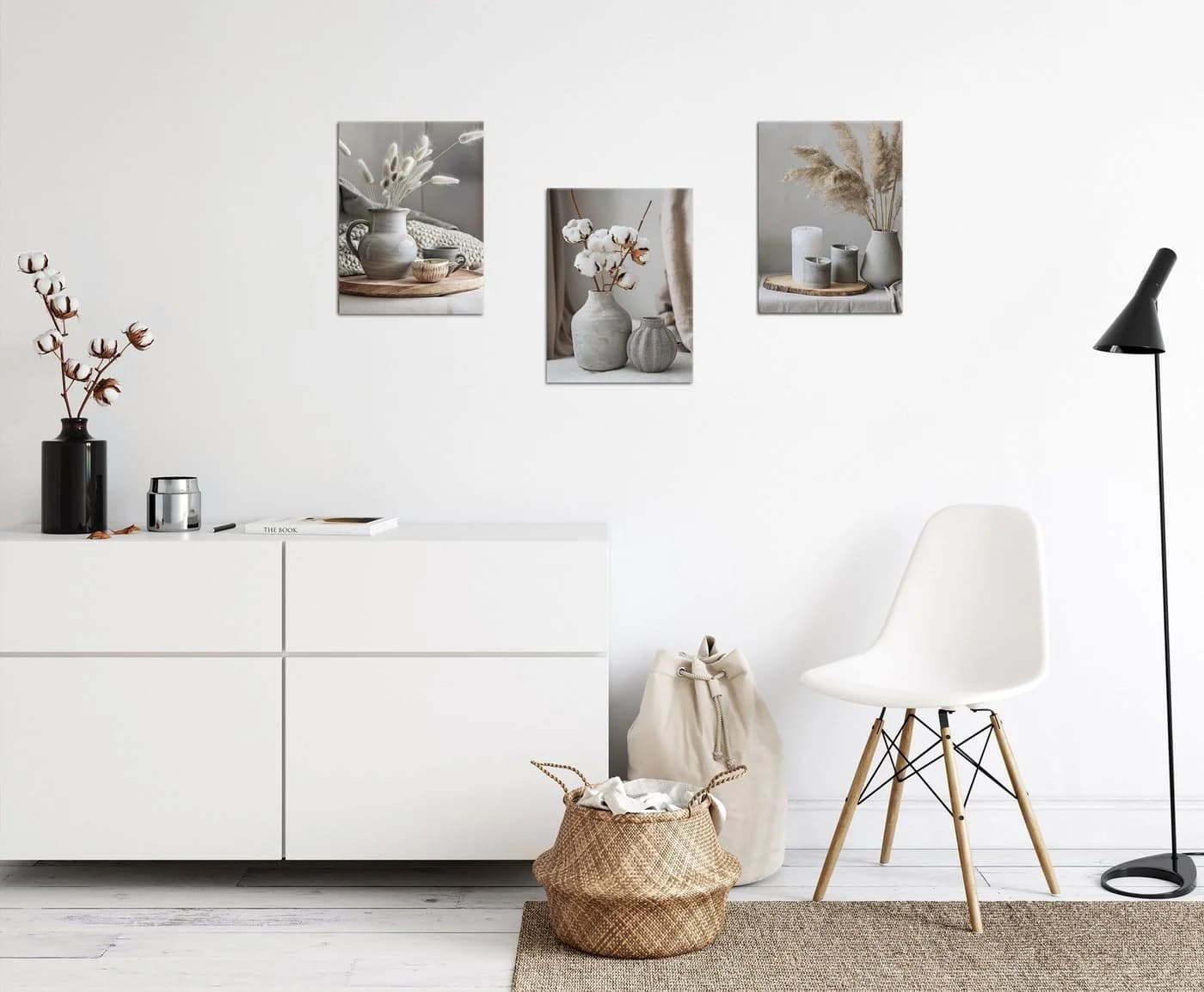 artissimo 3er-Bilderset Wandbilder Beige Weiß Moderne Natur