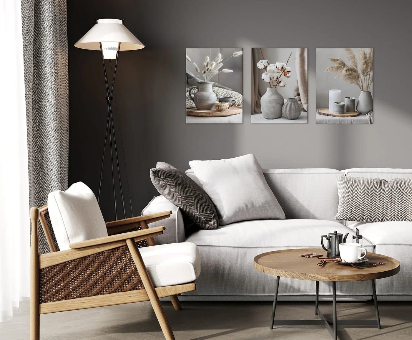 artissimo 3er-Bilderset Wandbilder Beige Weiß Moderne Natur - Bild 3