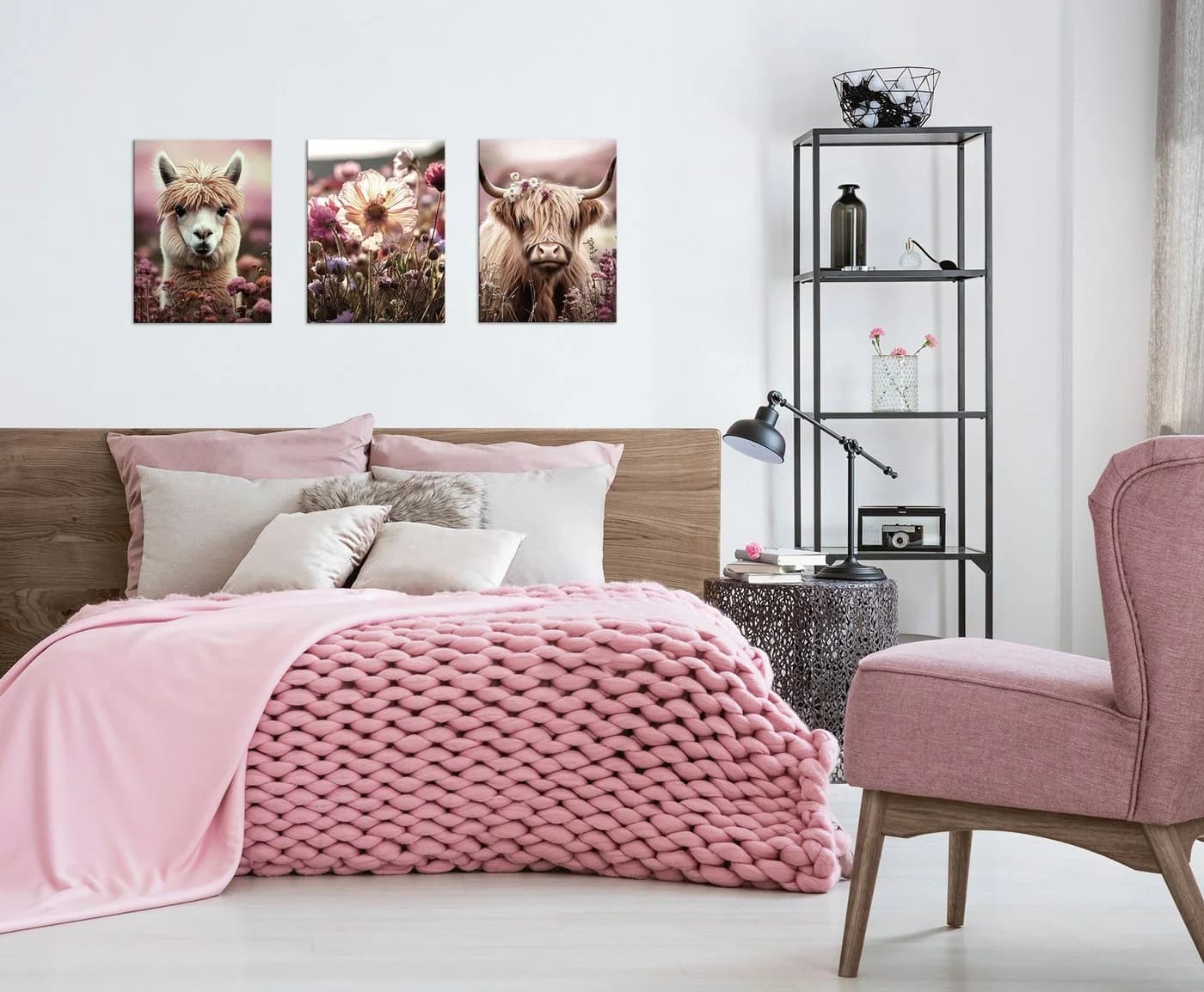 artissimo Mehrteilige Bilder Bilderset 3er-Set Wandbilder-Set Tiere Alpaka und Hochlandrind - Bild 3