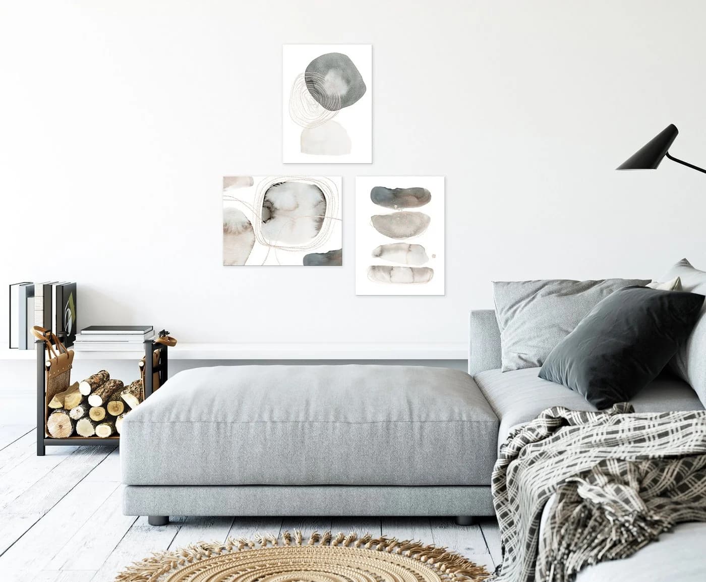artissimo 3er-Bilderset Forexplatte Beige/Weiß Abstrakt
