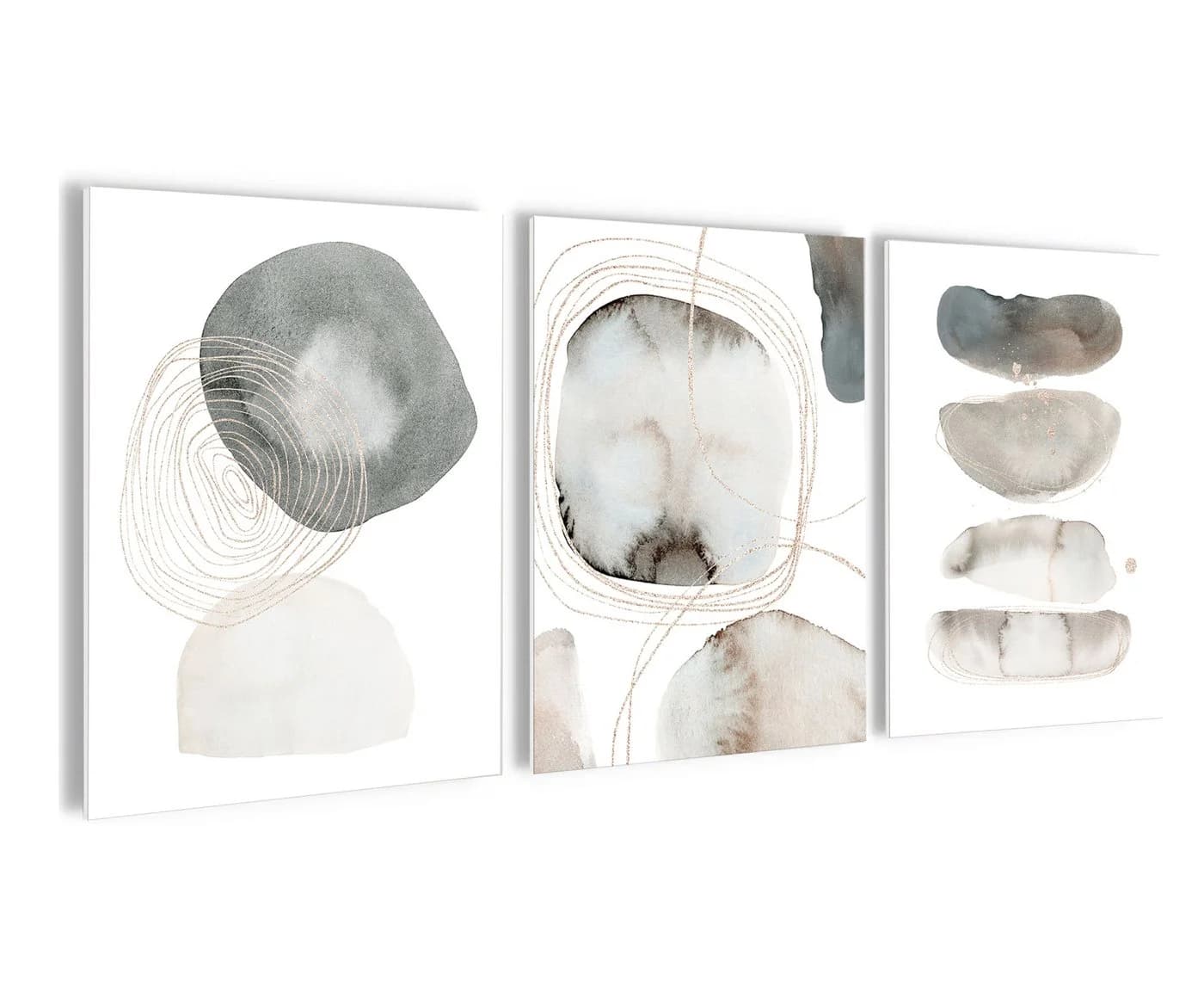artissimo 3er-Bilderset Forexplatte Beige/Weiß Abstrakt - Bild 2