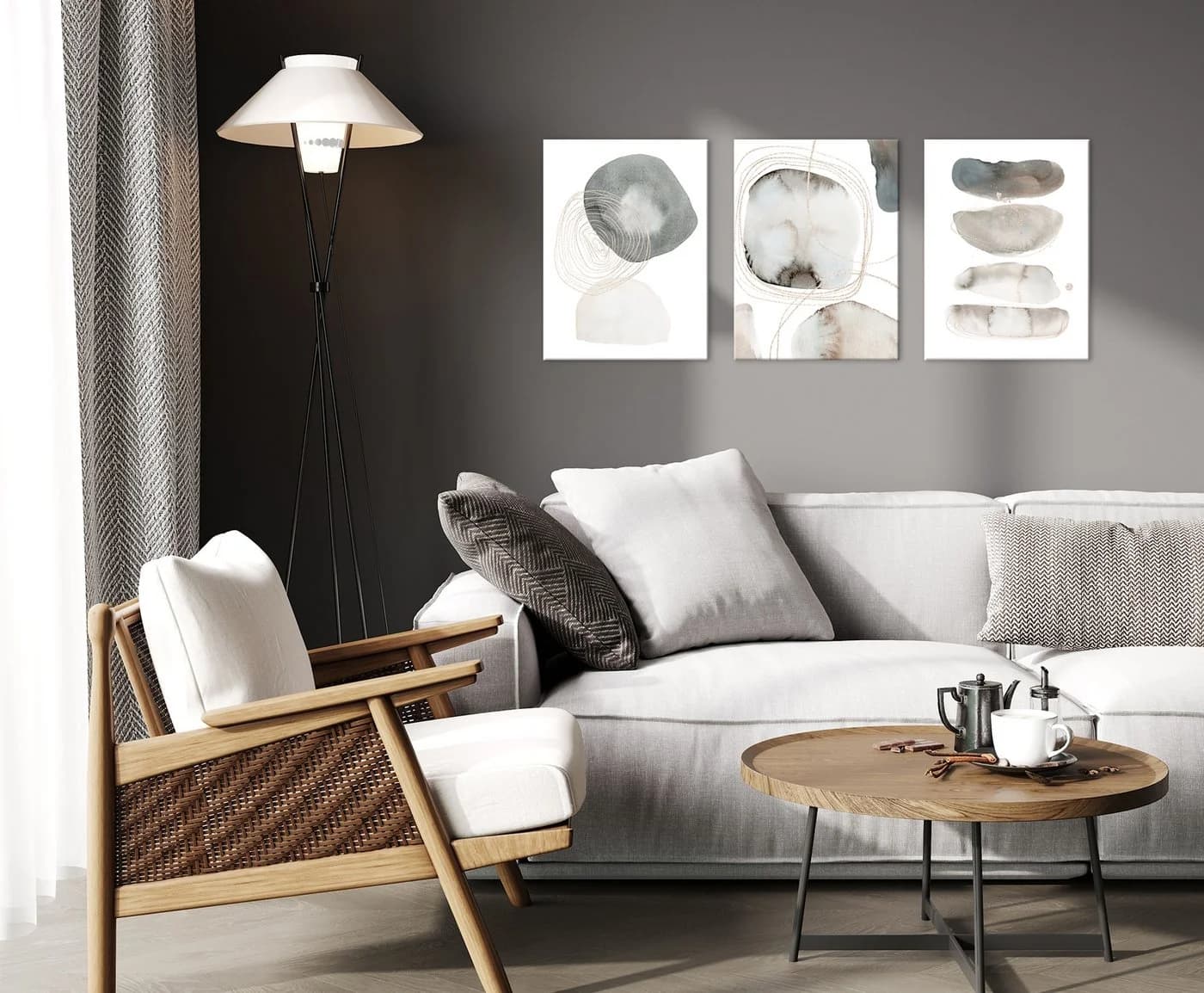 artissimo 3er-Bilderset Forexplatte Beige/Weiß Abstrakt - Bild 3