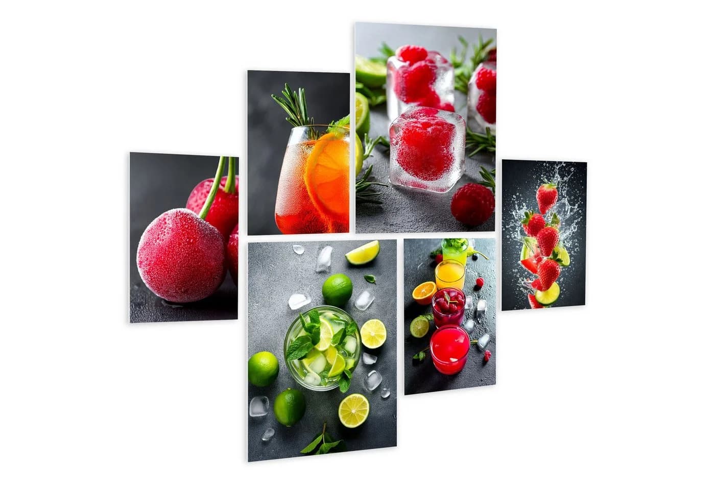 artissimo 6er-Bilder-Set Cocktails Wanddekos Schwarz/Grün Modern - Bild 2