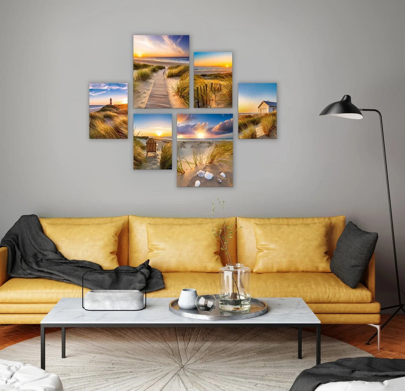 artissimo 6er-Bilderset Wandbilder Strand Sonnenuntergang Forex