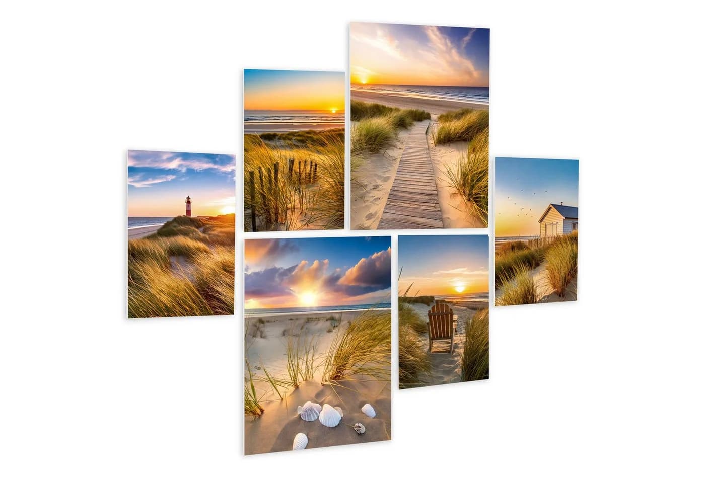 artissimo 6er-Bilderset Wandbilder Strand Sonnenuntergang Forex - Bild 2
