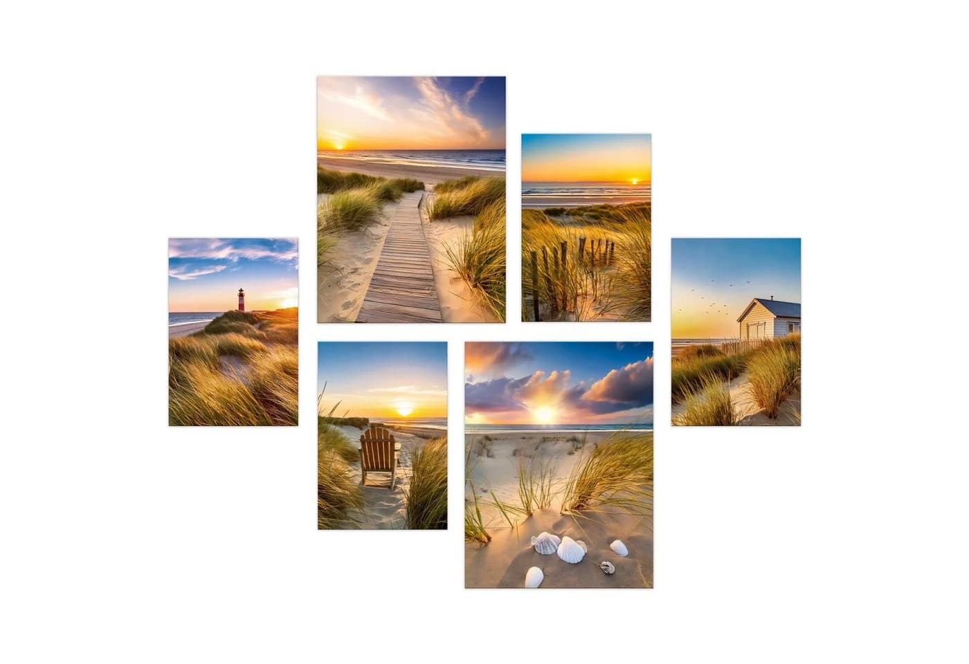 artissimo 6er-Bilderset Wandbilder Strand Sonnenuntergang Forex - Bild 4