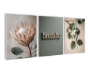 artissimo 3er-Bilder-Set Japandi Wanddeko Protea Eukalyptus Salbei-Grün Beige Bild 2
