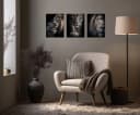 artissimo 3er-Bilderset Löwenportraits Schwarz Braun Grau Forex Bild 3