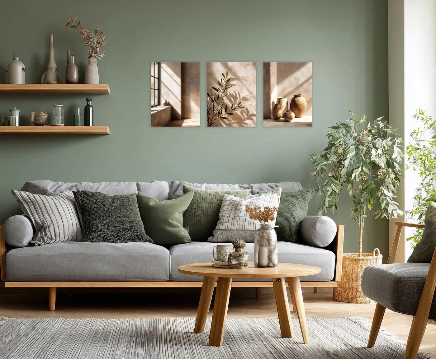 artissimo 3er-Bilder-Set Japandi Wanddeko Beige Braun