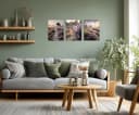 artissimo 3er-Bilderset Heidelandschaft Beige/Flieder Forex Bild 1