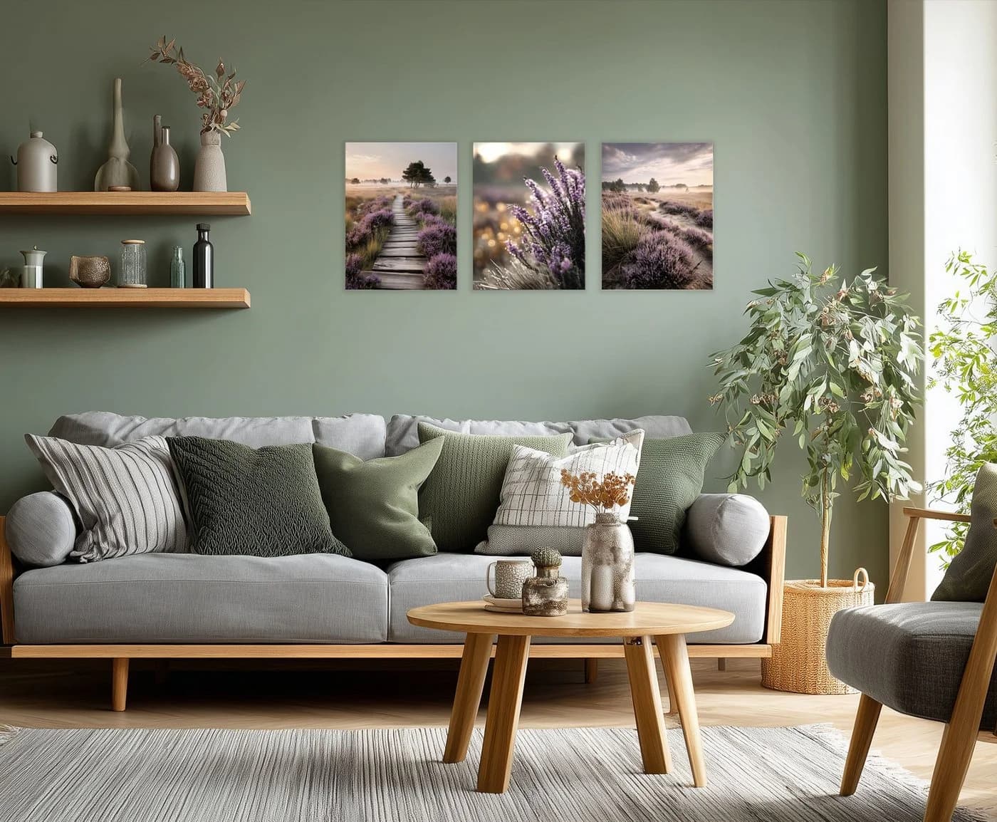artissimo 3er-Bilderset Heidelandschaft Beige/Flieder Forex