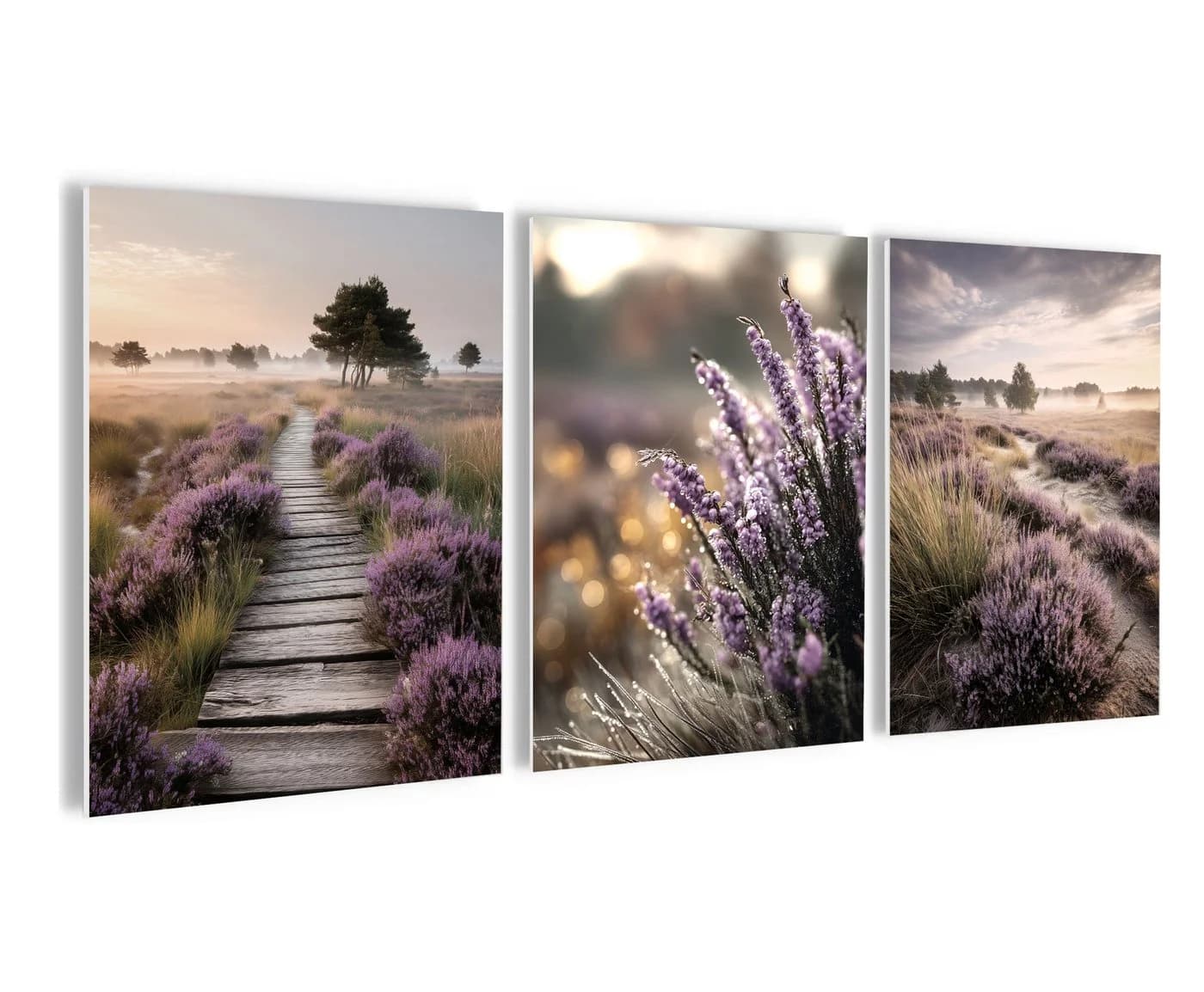artissimo 3er-Bilderset Heidelandschaft Beige/Flieder Forex - Bild 2