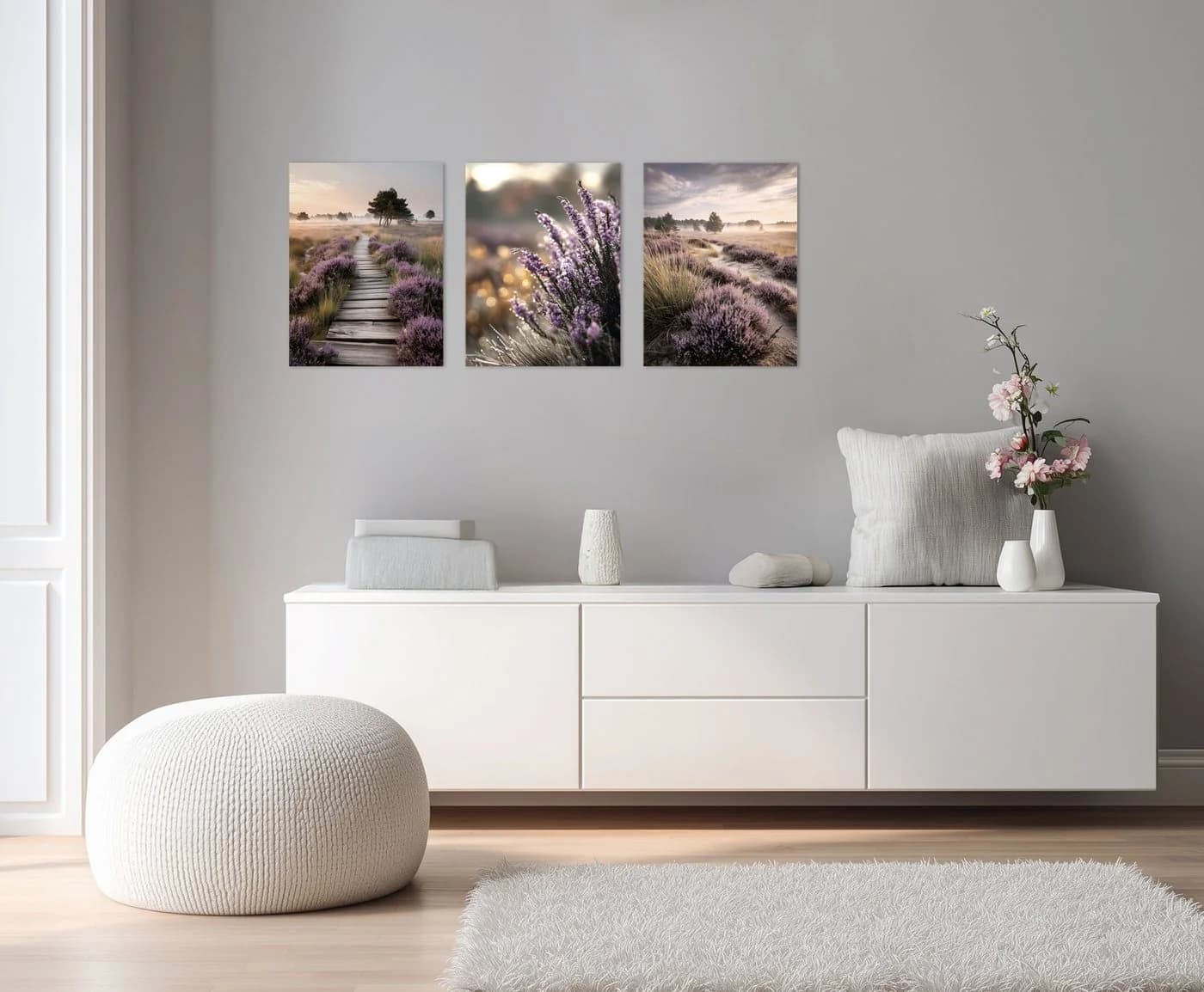 artissimo 3er-Bilderset Heidelandschaft Beige/Flieder Forex - Bild 3