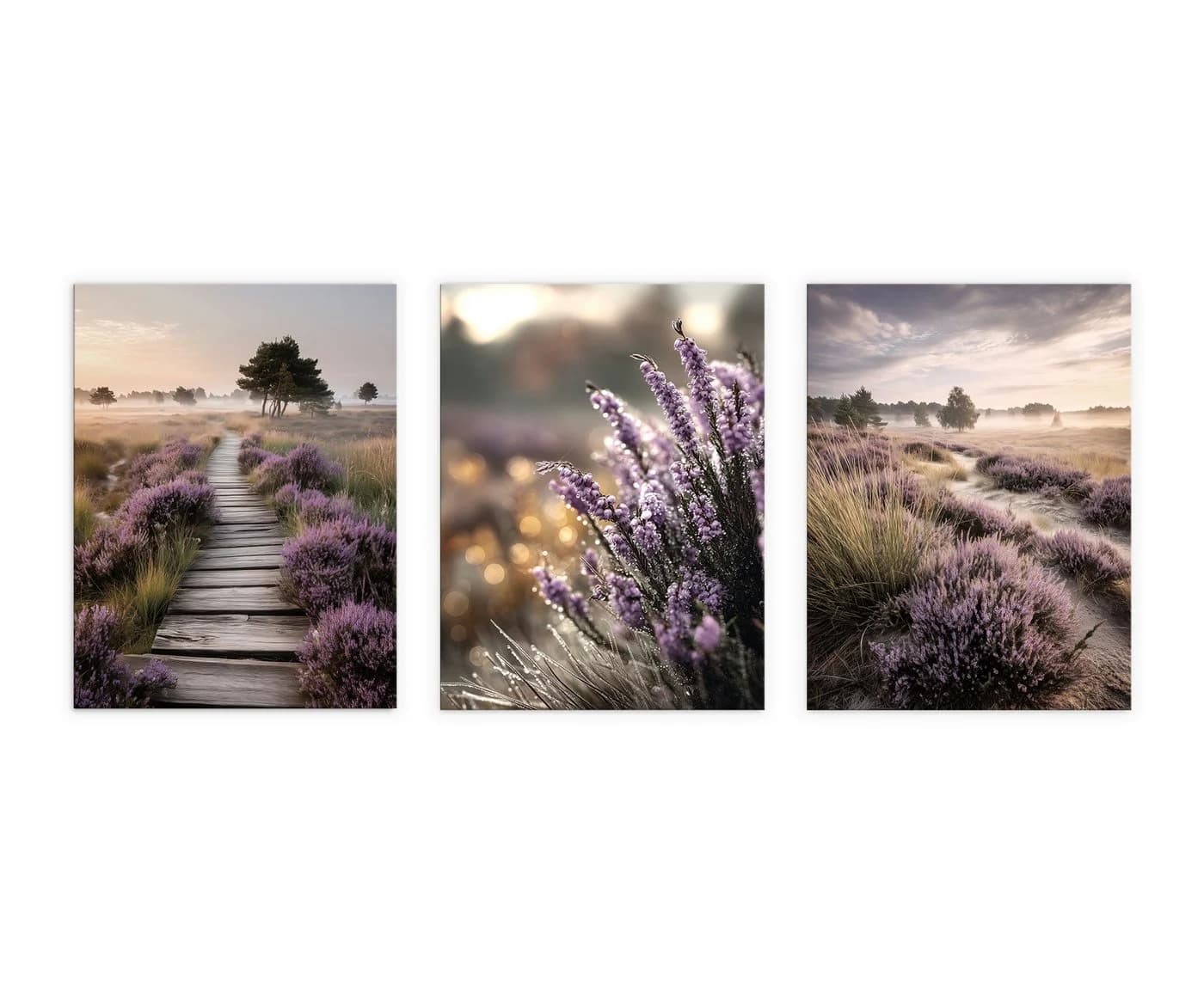 artissimo 3er-Bilderset Heidelandschaft Beige/Flieder Forex - Bild 5