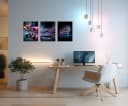 artissimo Gaming Wandbilder-Set 3er Neon Setup Blau Lila Schwarz Bild 1