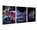 artissimo Gaming Wandbilder-Set 3er Neon Setup Blau Lila Schwarz Bild 2