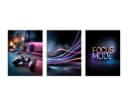 artissimo Gaming Wandbilder-Set 3er Neon Setup Blau Lila Schwarz Bild 5