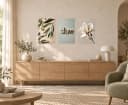 artissimo 3er-Bilderset Wanddeko Japandi Blumen Magnolie Beige Grün Bild 1