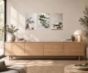 artissimo 3er-Bilderset Japandi Wanddeko Eukalyptus Beige Grau Grün Bild 1