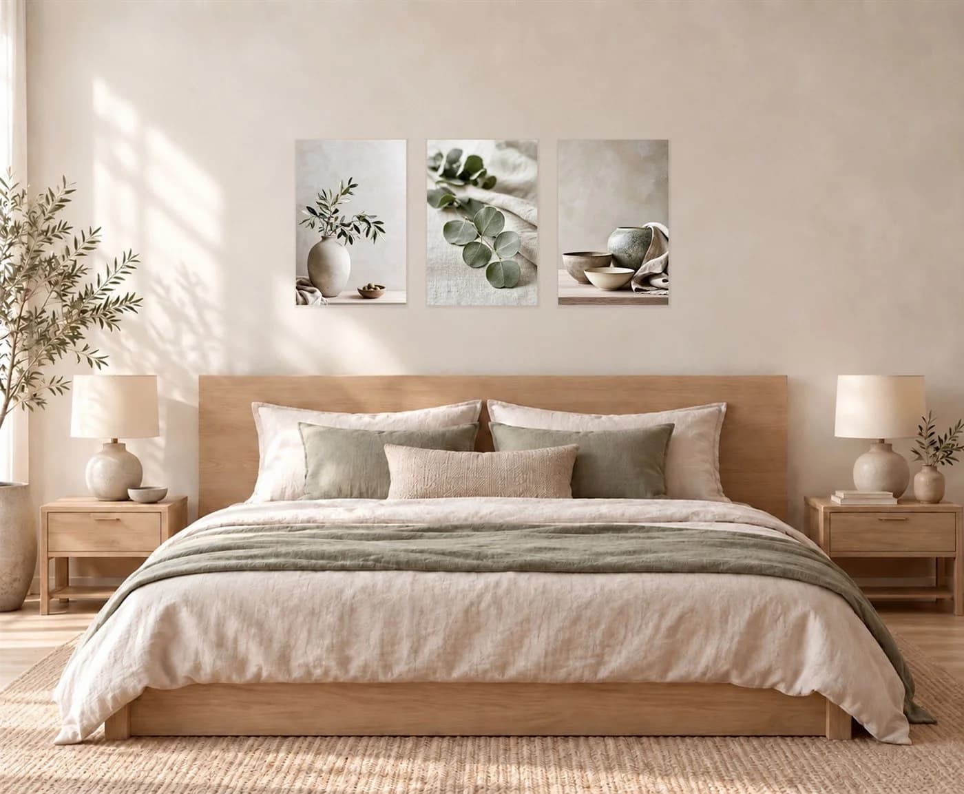 artissimo 3er-Bilderset Japandi Wanddeko Eukalyptus Beige Grau Grün - Bild 3