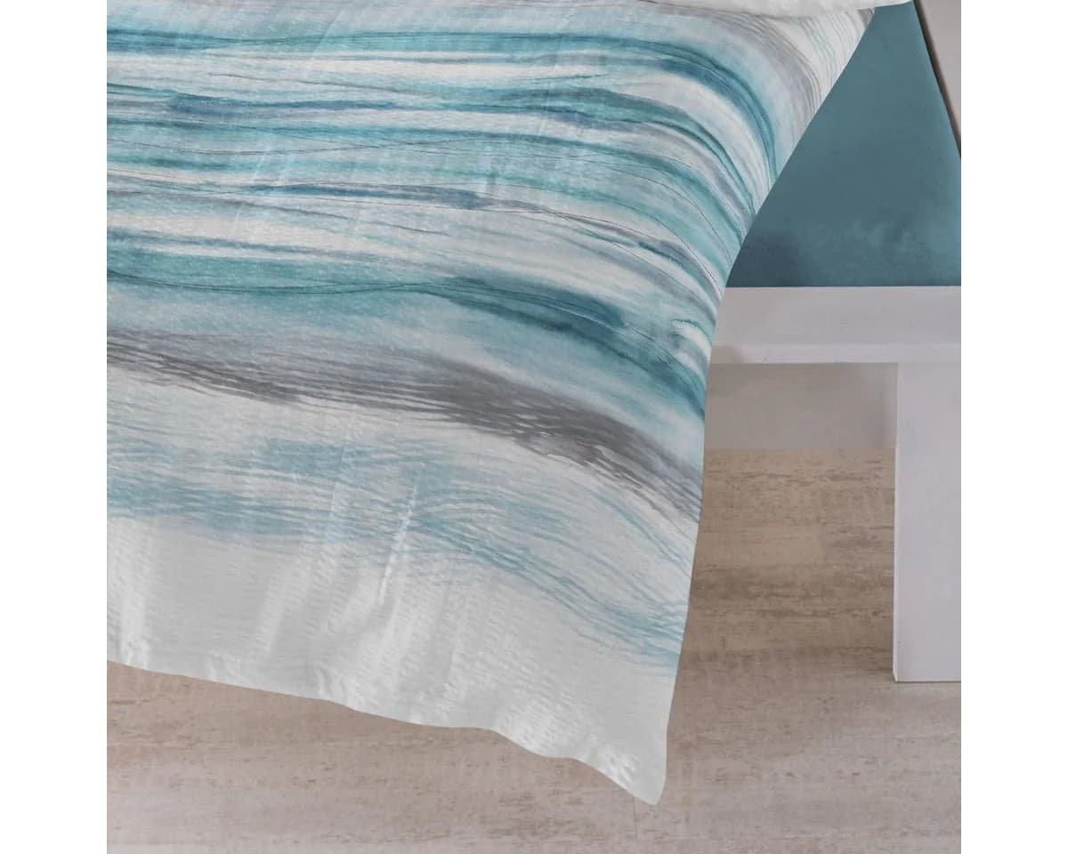 TRAUMSCHLAF Bettwäsche Wellen Seersucker 2-teilig Bügelfrei Blau - Bild 3