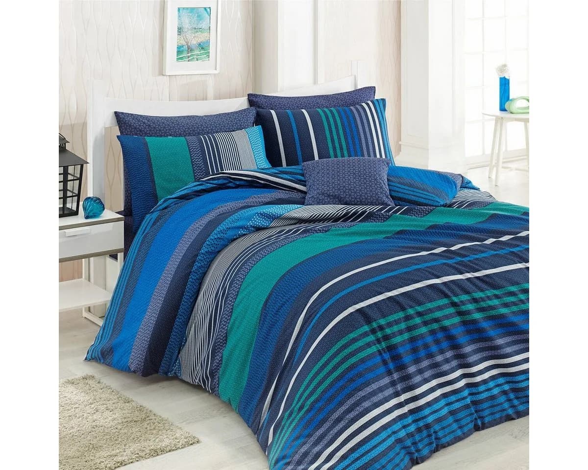 TRAUMSCHLAF Bettwäsche Marley Renforcé 2-teilig Blau Baumwolle - Bild 2