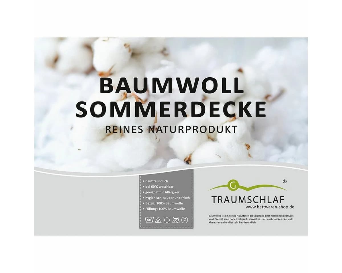 TRAUMSCHLAF Baumwollbettdecke Sommer Weiß 100% Baumwolle - Bild 4
