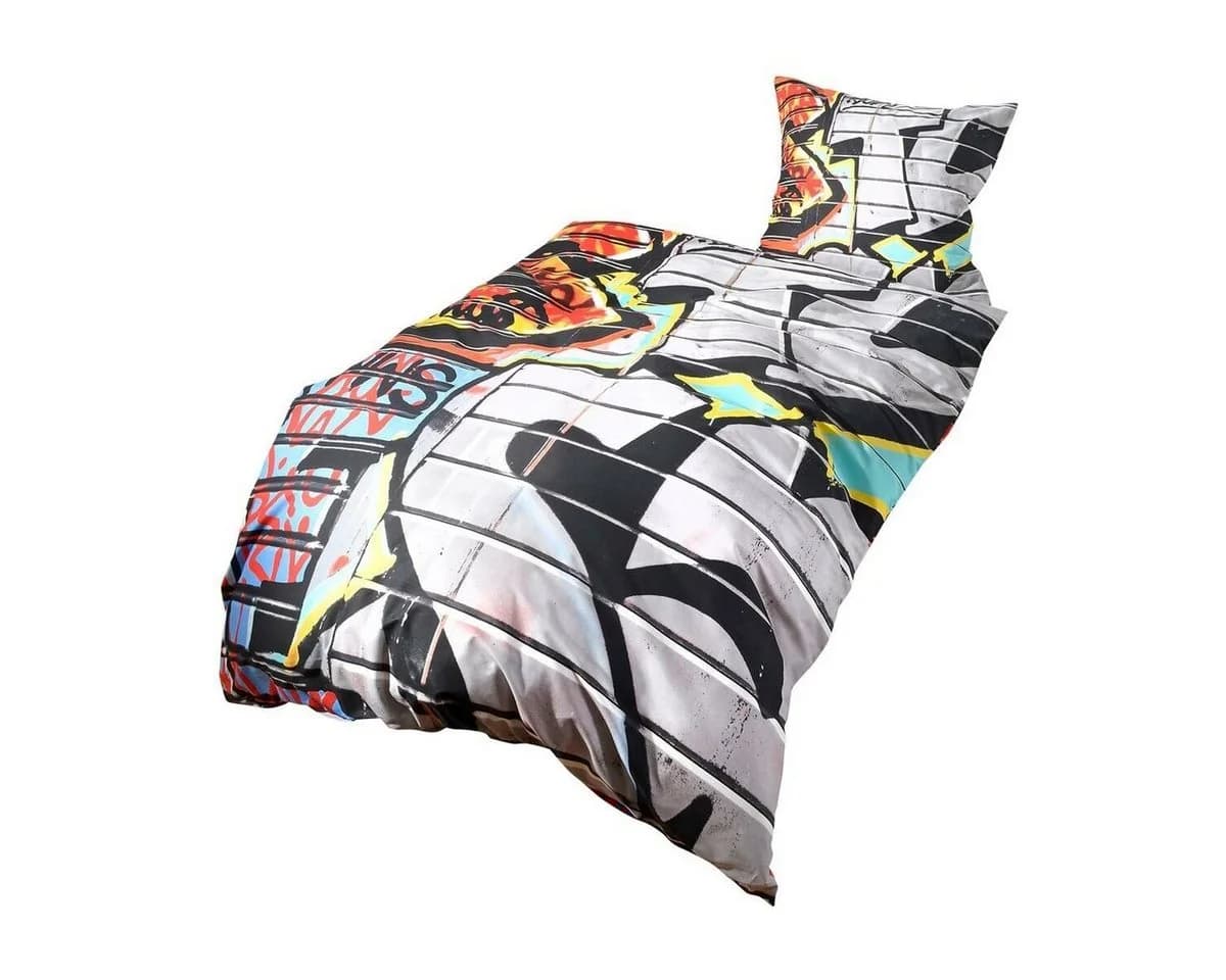 BETTWARENSHOP Bettwäsche Graffiti Biber 2-teilig Jugendzimmer Winterbettwäsche - Bild 5