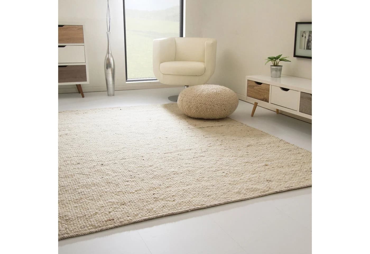 Steffensmeier Wollteppich Birgsau Handwebteppich Schurwolle Beige - Bild 2