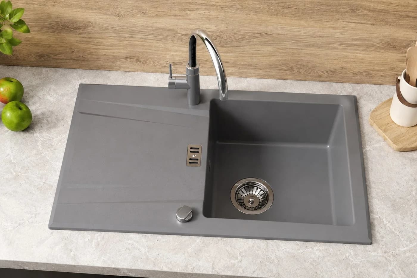 Homeline Küchenspüle Sikma Granit Schwarz Grau Beige 76x44 cm