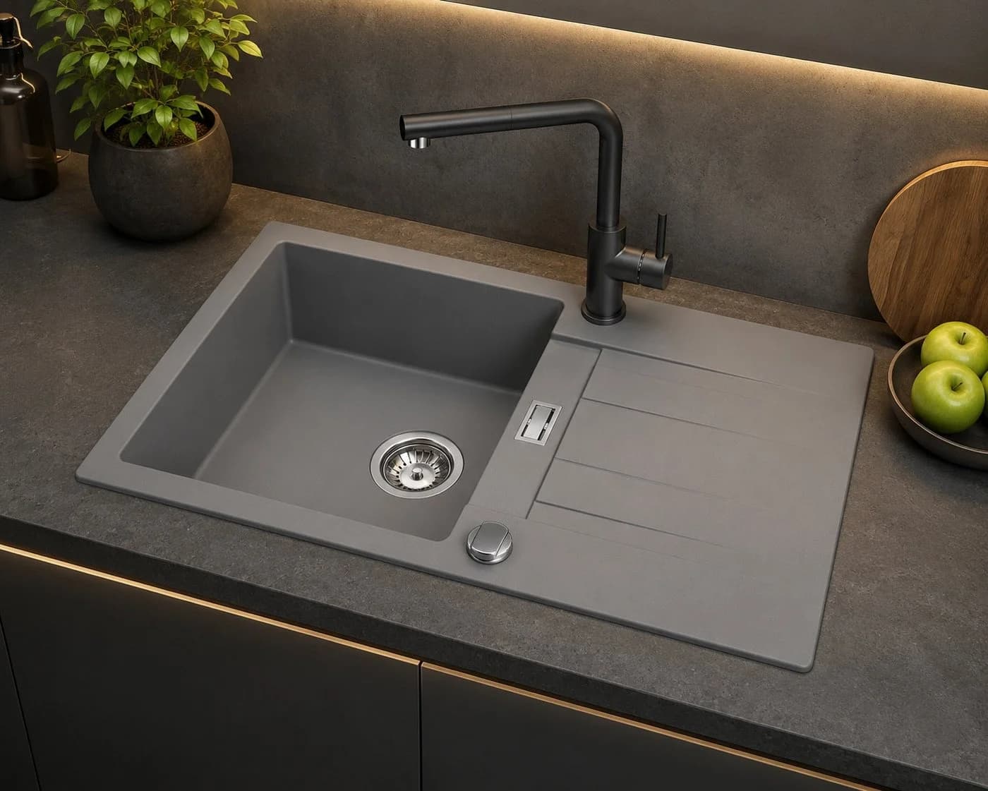 Homeline Granitspüle London Schwarz Grau Beige Inkl. Wasserhahn - Bild 3