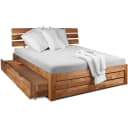 Homeline Eiche Massivholz Doppelbett mit Schublade geölt Modern Bild 2