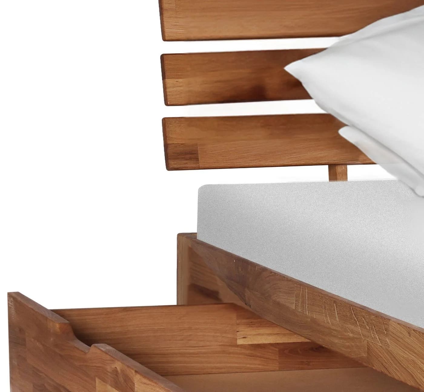 Homeline Eiche Massivholz Doppelbett mit Schublade geölt Modern - Bild 3