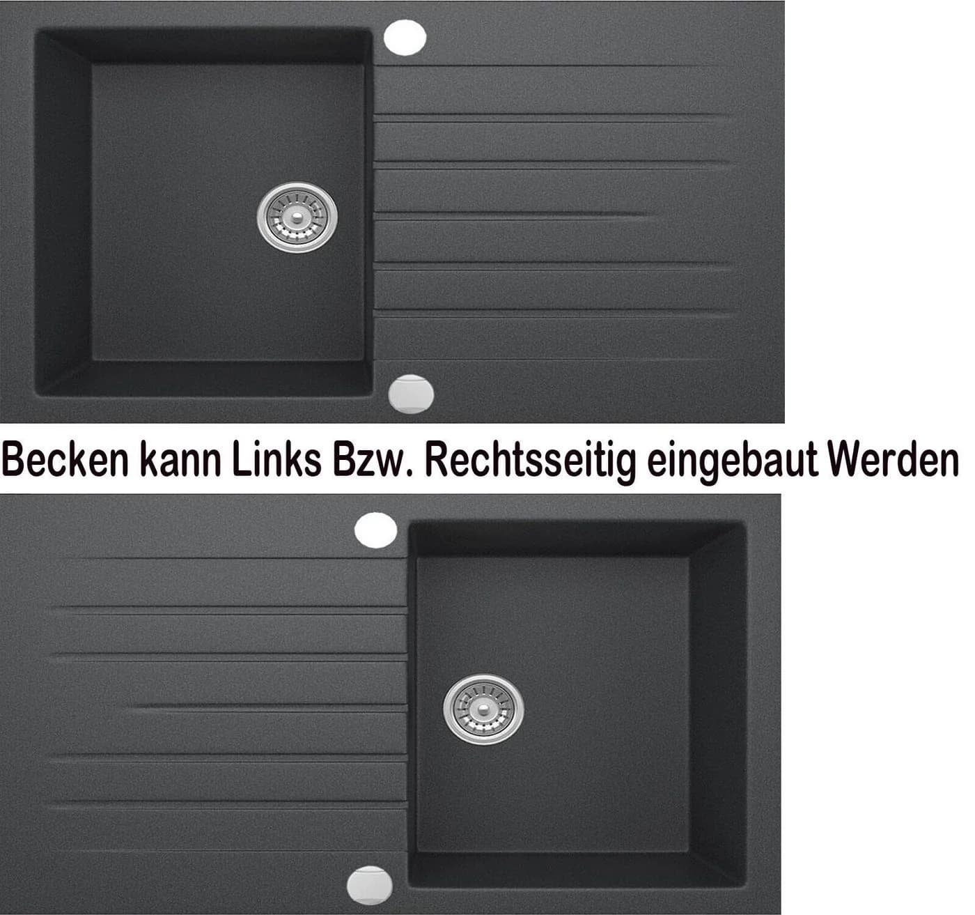 Homeline Granitspüle LADY Schwarz Komplettset mit Armatur - Bild 3