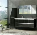 Homeline Badmöbel-Set Doppelwaschtisch Hochglanz Schwarz 120 cm Bild 1