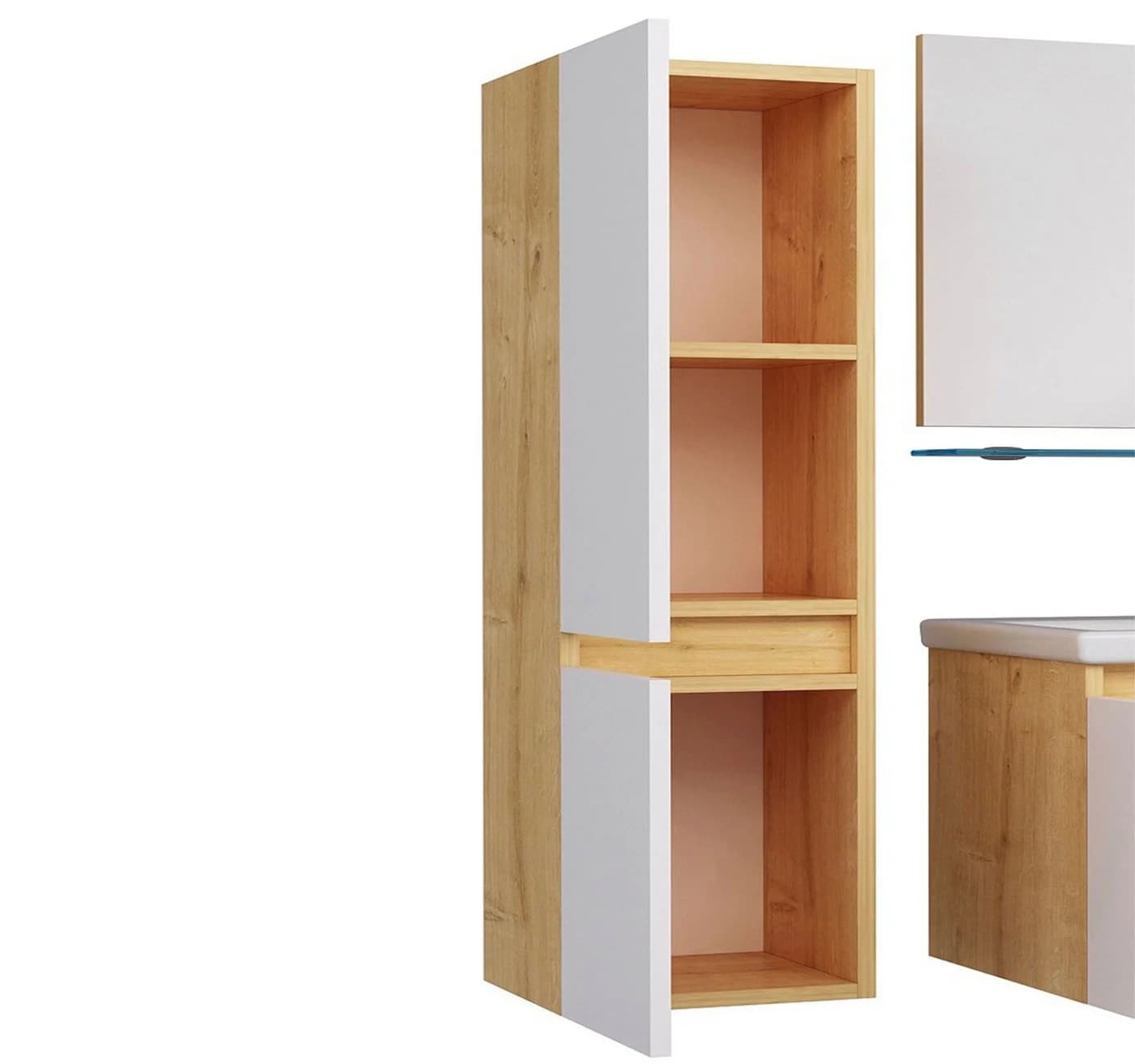 Homeline Hängeschrank Weiß Eiche Hochschrank - Bild 2