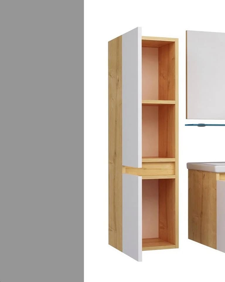 Homeline Hängeschrank Weiß Eiche Hochschrank - Bild 3