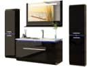 Homeline Badmöbel-Set 6-tlg. Hochglanz Lackiert MDF Holz mit LED & Softclose Bild 2