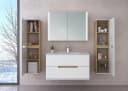 Homeline Badezimmer-Set 6-tlg. Eiche/Weiß Hochglanz mit Spiegelschrank Bild 3