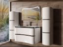 Homeline Badmöbelset Lady 90cm Hochglanz Schwarz Weiß Glaswaschbecken LED Bild 1