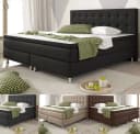 Homeline Boxspringbett 180x200 cm Schwarz mit Matratze und Topper Bild 2
