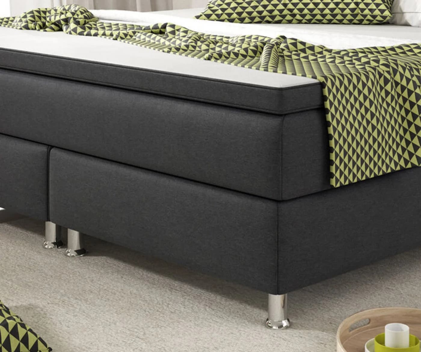 Homeline Boxspringbett 180x200 cm Schwarz mit Matratze und Topper - Bild 4