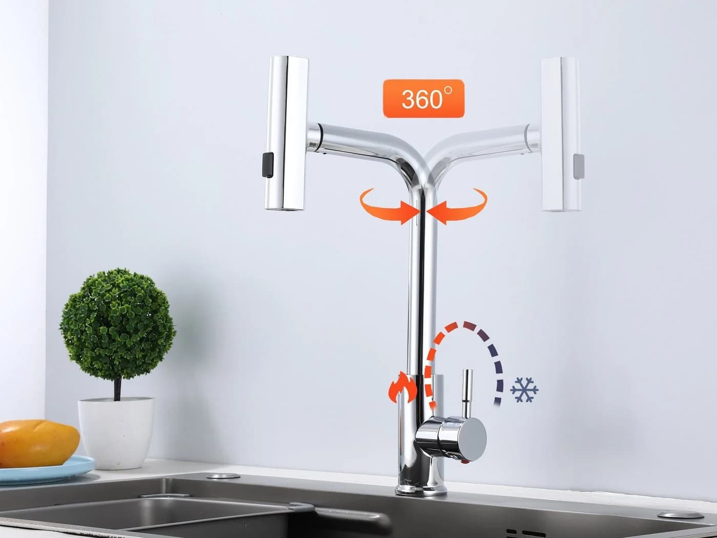 Homeline Küchenarmatur 360° Wasserhahn Küche Mischbatterie Spültisch Chrom