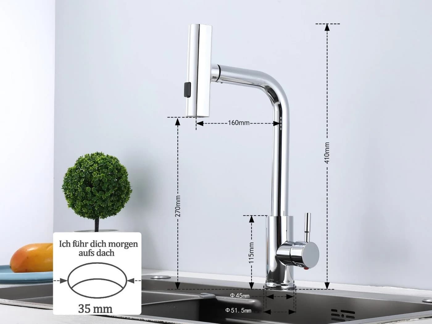 Homeline Küchenarmatur 360° Wasserhahn Küche Mischbatterie Spültisch Chrom - Bild 3