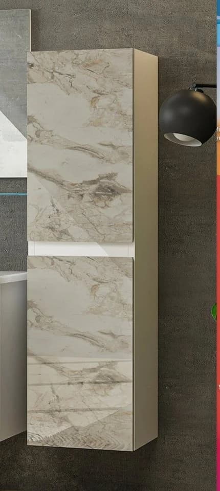 Homeline Hängeschrank Weiß Marmoroptik Badezimmerschrank - Bild 3