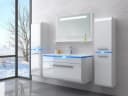 Homeline Badmöbel-Set 6-tlg. Weiß Hochglanz MDF Softclose LED Bild 1