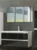 Homeline Badmöbel-Set 90 cm Schwarz/Weiß Marmoroptik Hochglanz Bild 2